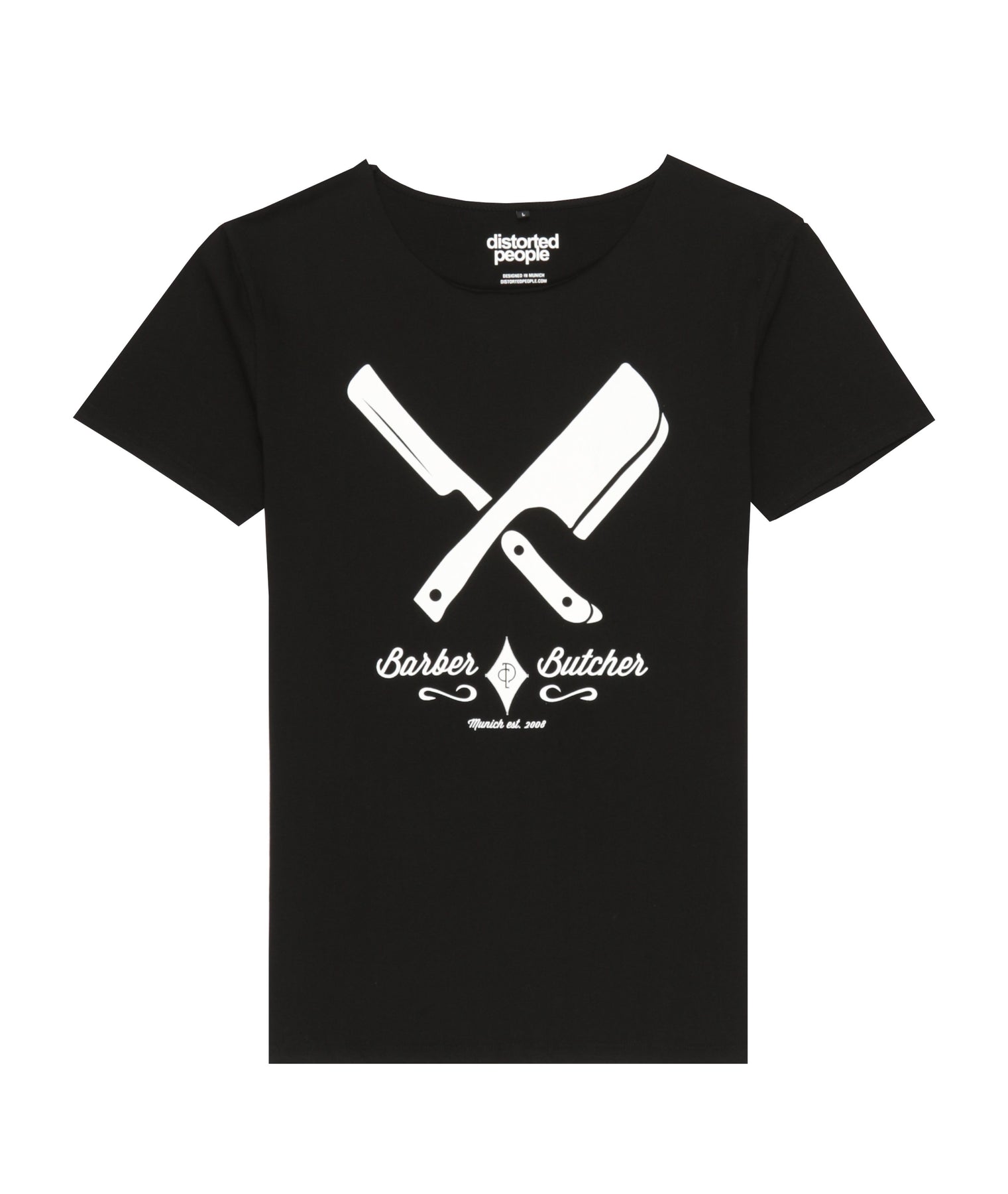 Black Barber & T-Shirt | People Blades Distorted People – Distorted Neck Cut USA Butcher