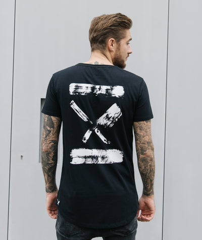 Cutted Neck Inked Blades long t-shirt by Distorted People